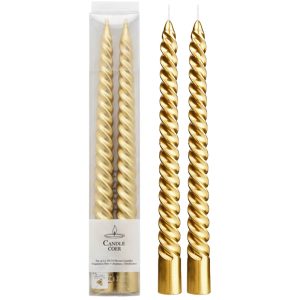Pack of 2 Spiral Long Twisted Metallic Coer Candle 25cm No Drip Unscented Paraffin Wax with Cotton Wicks #LW2225-2