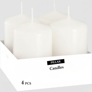 4-Pcs Off-White Pillar Cylinder Candles Set ( 6 x 11 ) cm