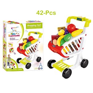 Kids Shopping Cart with lights & Music– 42Pcs Pretend Play Grocery Set