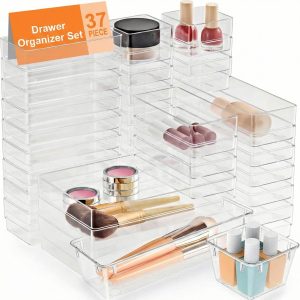 37-Piece Drawer Organizer 4 Sizes Tray for Makeup, Jewelry