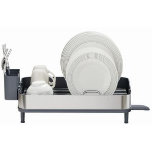 Stainless Steel Dish Rack with Drip Tray and Cutlery Holder