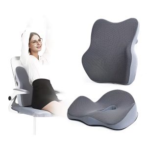 Set of 2 Lumbar Support Memory Foam Backrest & Seat Cushions
