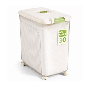 Leak-Proof Rice Storage Container – 30L Airtight PP Bin with Wheels