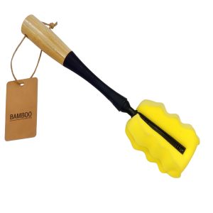 Bamboo-Handled Sponge Bottle Cleaning Brush #9910