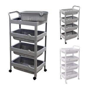 Multi-Purpose 4-Tier Plastic Storage Rack on Wheels