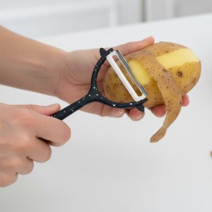 Stainless Steel Premium Vegetable Y-shaped Peeler With non-slip metal handle Black Granite