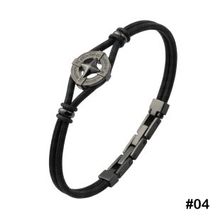 Gallardo North Star Stainless Steel Leather Bracelet, #04