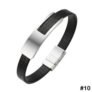 Gallardo Vintage Simple Steel Leather Bracelet, #10