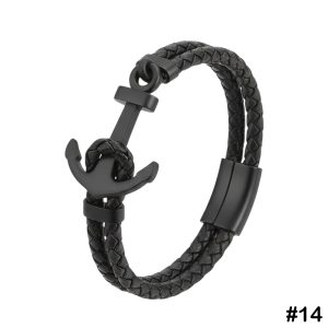 Gallardo Anchor Stainless Steel Leather Bracelet, #14
