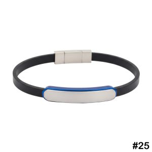 Gallardo Blue Accents Stainless Steel Leather Bracelet, #25