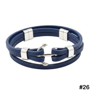 Gallardo Blue Anchor Stainless Steel Leather Bracelet, #26