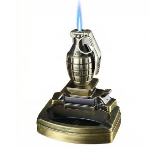 Metal Grenade Shape Lighter With Ashtray