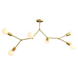 Modern Chandelier, 6-Light Ceiling Light Fixture - Gold GS25014G4 (Not Included Bulb)
