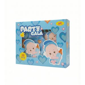 36-Pcs Party Gala Boy Paper Plates Hats Straw Cups Blowouts Eye Masks Set
