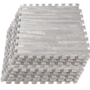 9-Pcs EVA Foam Wood grain Mats 30x30x1cm - Grey