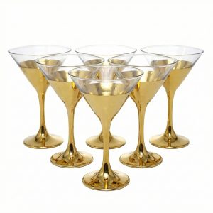 6-Pcs Elegant & Smooth Beverages Cocktail Glass - Gold 160ml #2846