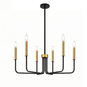 Modern Chandelier, 6-Light Ceiling Light Fixture - Black/Gold GS0513BG6 (Not Included Bulb)