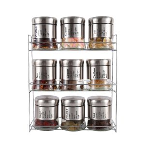 9-Pcs Stainless Steel Glass Seasoning Rack Set - 400ml #CB-TWJ15