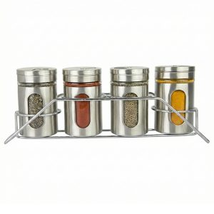 4-Pcs Stainless Steel Glass Spice Rack Set -100ml #CB-TWJ20