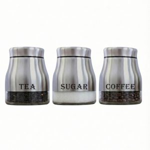 3-Pcs Stainless Steel Glass Seasoning Set - 600ml #CB-TWJ08