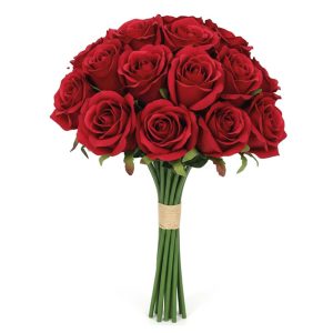 18-Pcs Vintage Artificial Red Flowers Gothic Rose Bouquet #A186-18