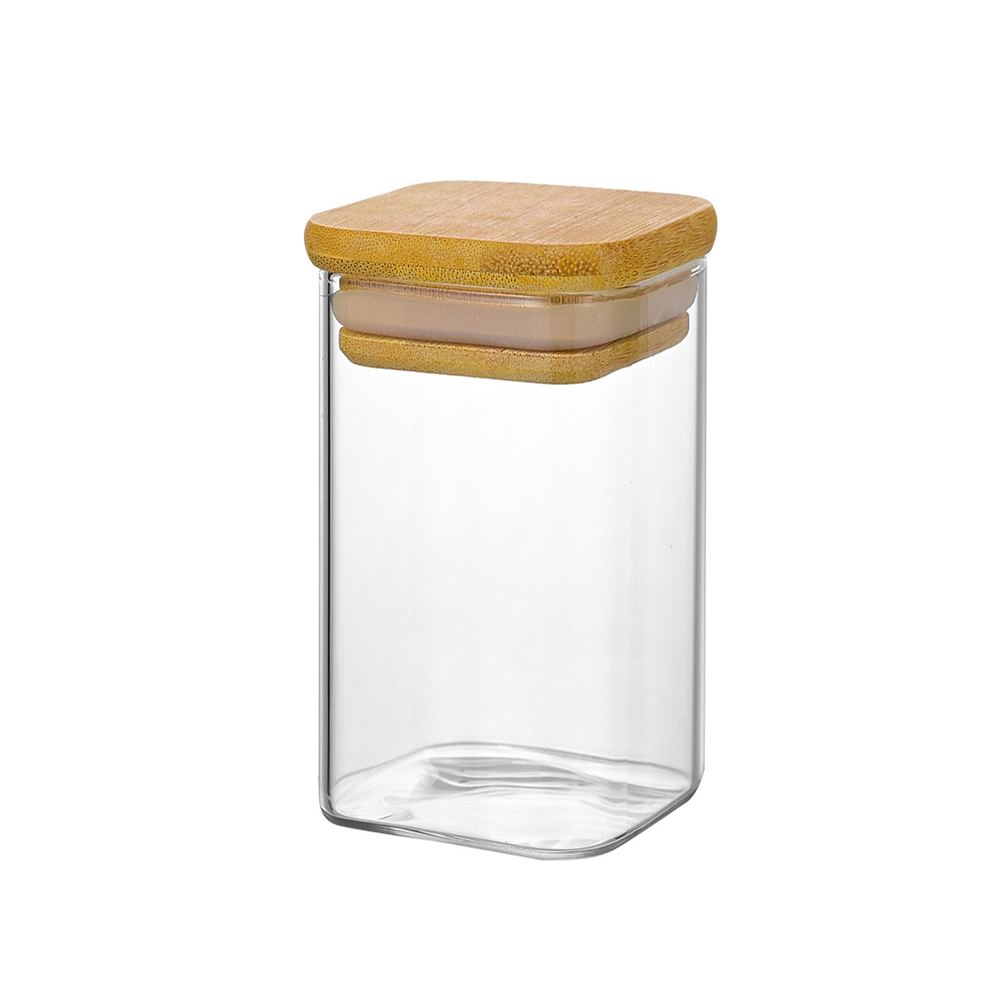 Clear Borosilicate Glass Storage Jar With Bamboo Lid 270-ml #XZ-F0002 ...