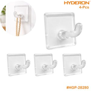 4-Pcs Transparent Adhesive Wall Hook HGP-28280