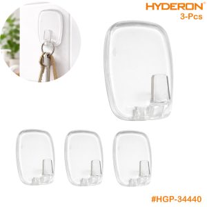 3-Pcs Transparent Adhesive Wall Hook HGP-34440