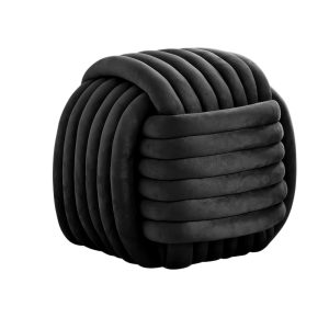 Dark Gray Chenille Fabric Modern Knot Ottoman Stool
