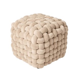 Beige Chenille Fabric Modern Ashy Stool