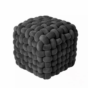 Dark Gray Chenille Fabric Modern Ashy Stool