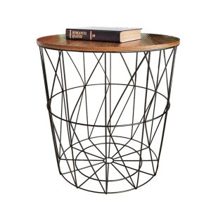 Side Round Coffee Table With Storage Basket #LJZ007