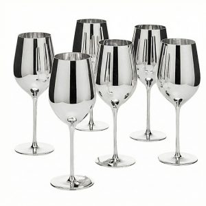 6-Pcs Elegant & Smooth Beverages Wine Glass - Silver 360ml #3075