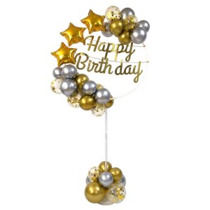 DIY 38-Pcs Balloon Stand frame set Decoration Happy Birthday with LED - 180cm - Gold