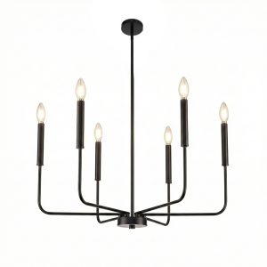 Modern Chandelier, 6-Light Ceiling Light Fixture - Black GS0515B6 (Not Included Bulb)