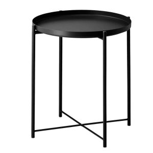 Round Metal Tray Side Table - Black LJZ014