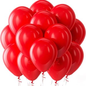 12-inch Red Balloons, 10-Pack Thickened Latex Balloons #1424-1