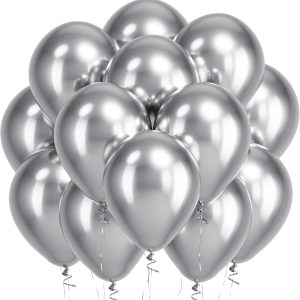 12-inch Silver Balloons, 100-Pack Thickened Latex Balloons #1424-2
