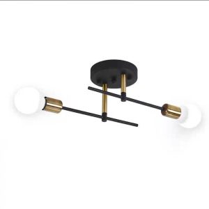 Modern Chandelier, 2-Light Ceiling Light Fixture - Black/Gold (Not Included Bulb)
