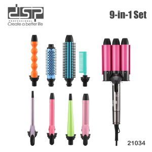 DSP 21034 9-in-1 Hair Straightener & Curler Set