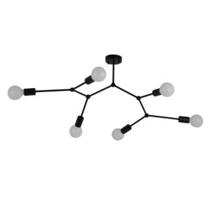 Modern Chandelier, 6-Light Ceiling Light Fixture - Black GS25014B6 (Not Included Bulb)