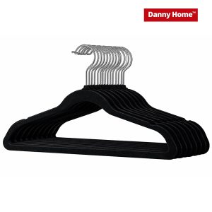 Danny Home 10 Pack Velvet Hangers (Black) VH022B-10