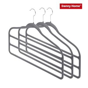 Danny Home 3-Tier Velvet Hangers (3PCS) (Grey) VH025G-3