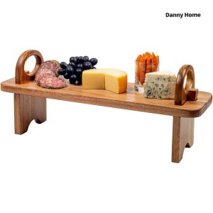 Danny Home Acacia Wood Serving Board on Stand 59cm