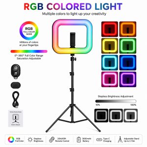 RGB LED Ring Selfie Lamp with Tripod Stand (Up to 2.10m)