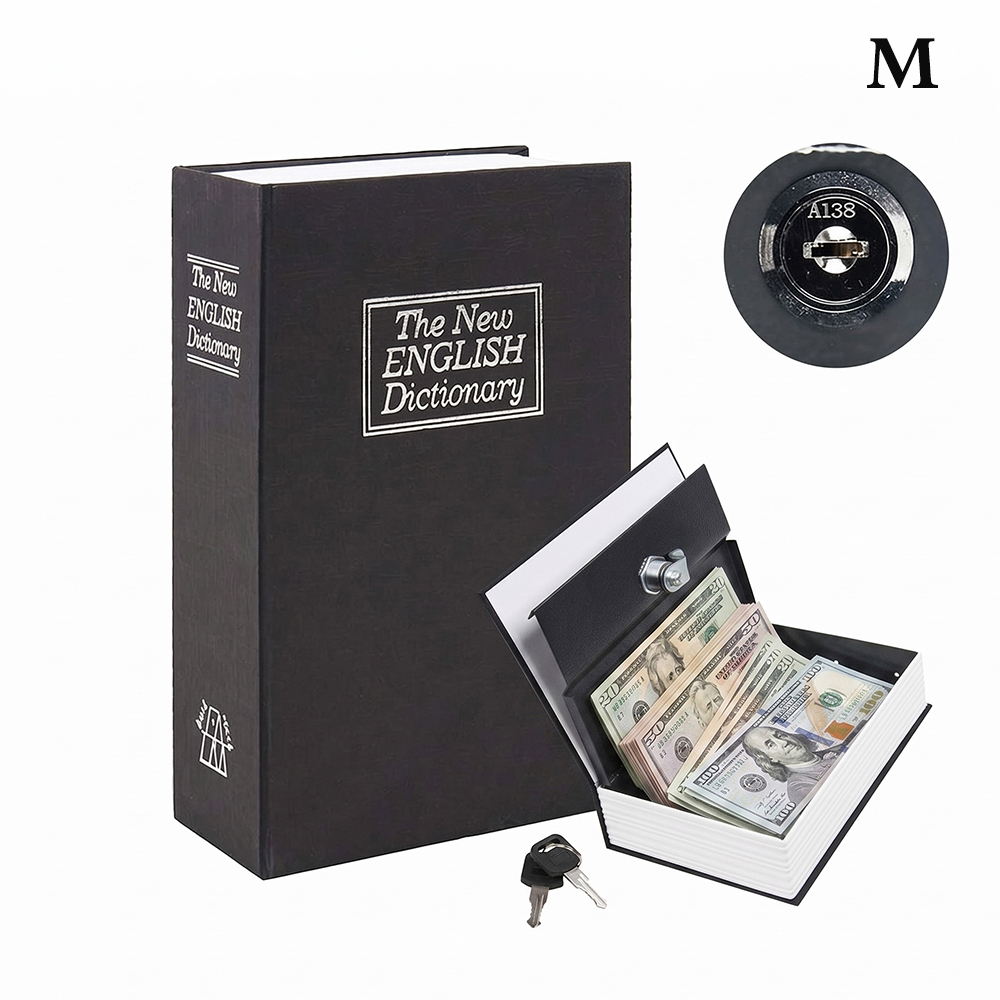 Hidden Metal Book Safe with Key Lock (W15.5 x D5.5 x H24)CM #D-240 ...