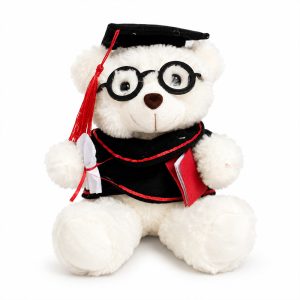 20cm Graduation White Teddy Bear Plush – Soft Gift Toy