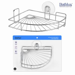 Bathlux 30209 Self-Adhesive Corner Shower Rack