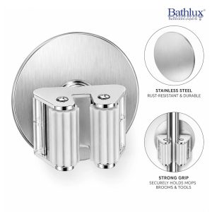 Bathlux 30204 Stainless Steel Mop & Broom Holder