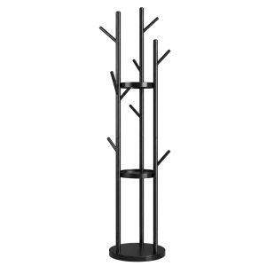 Modern Coat Rack with Storage Shelves Black - HZH-8